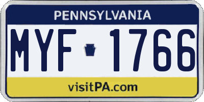 PA license plate MYF1766