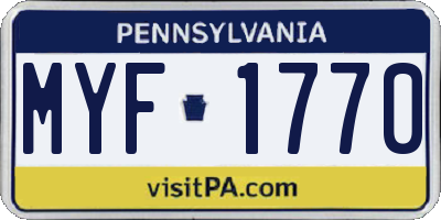 PA license plate MYF1770