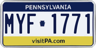 PA license plate MYF1771