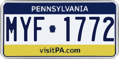 PA license plate MYF1772