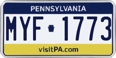 PA license plate MYF1773