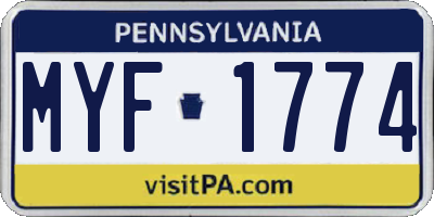 PA license plate MYF1774