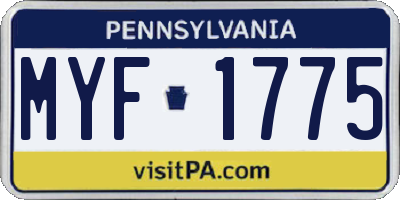 PA license plate MYF1775