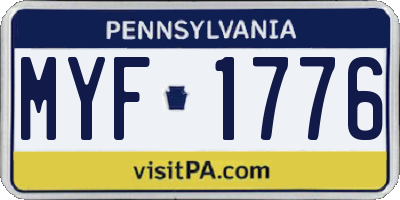 PA license plate MYF1776