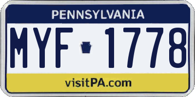 PA license plate MYF1778