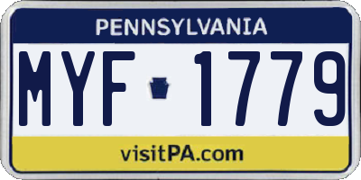 PA license plate MYF1779