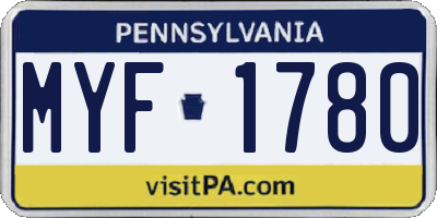 PA license plate MYF1780