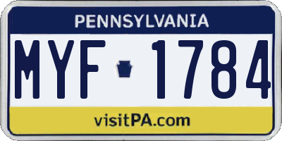 PA license plate MYF1784