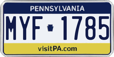 PA license plate MYF1785