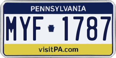 PA license plate MYF1787