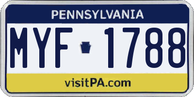 PA license plate MYF1788