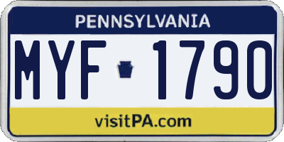 PA license plate MYF1790
