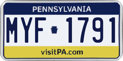 PA license plate MYF1791