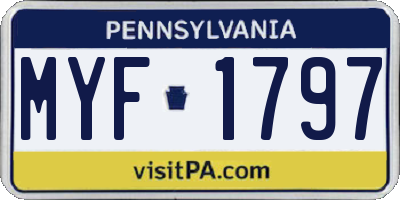 PA license plate MYF1797
