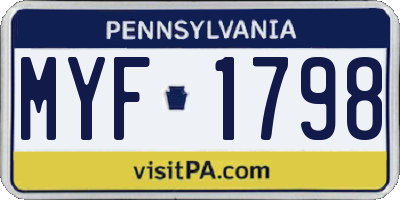 PA license plate MYF1798