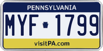 PA license plate MYF1799
