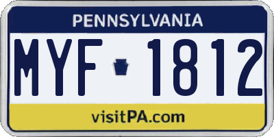 PA license plate MYF1812