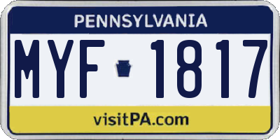 PA license plate MYF1817