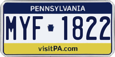 PA license plate MYF1822