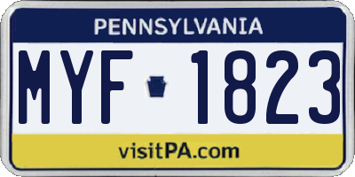 PA license plate MYF1823
