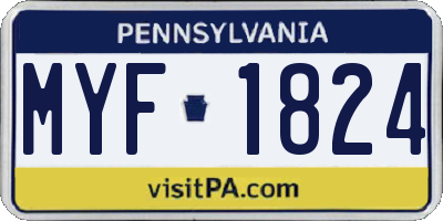 PA license plate MYF1824
