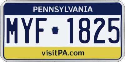 PA license plate MYF1825