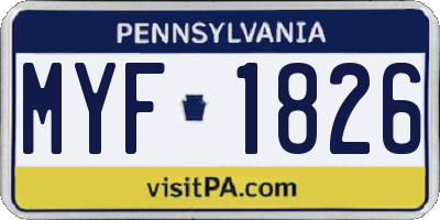 PA license plate MYF1826