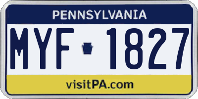 PA license plate MYF1827