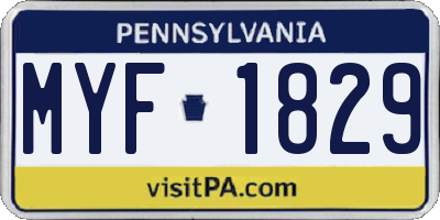 PA license plate MYF1829