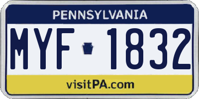 PA license plate MYF1832