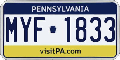 PA license plate MYF1833