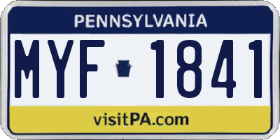 PA license plate MYF1841
