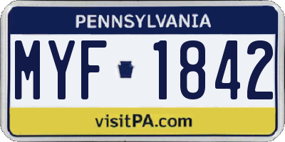 PA license plate MYF1842