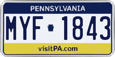 PA license plate MYF1843