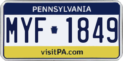 PA license plate MYF1849