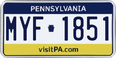 PA license plate MYF1851