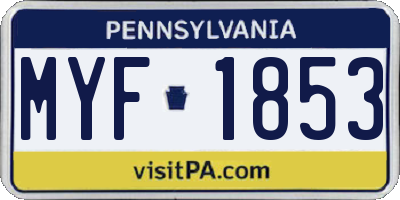 PA license plate MYF1853