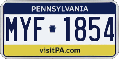 PA license plate MYF1854