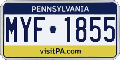 PA license plate MYF1855