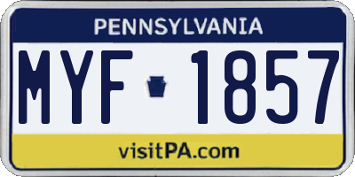 PA license plate MYF1857