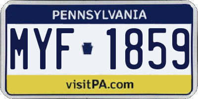 PA license plate MYF1859