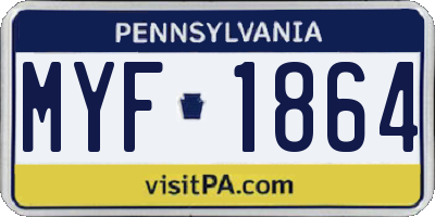 PA license plate MYF1864