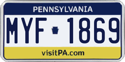 PA license plate MYF1869