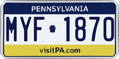 PA license plate MYF1870