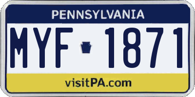 PA license plate MYF1871
