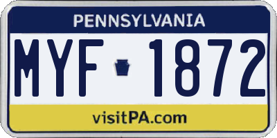 PA license plate MYF1872