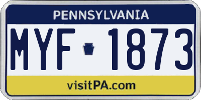 PA license plate MYF1873