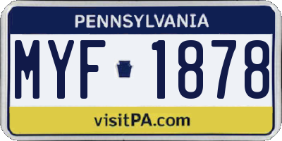 PA license plate MYF1878