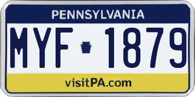 PA license plate MYF1879