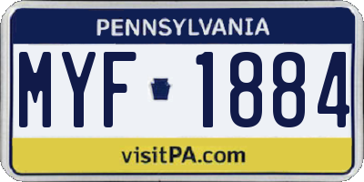 PA license plate MYF1884